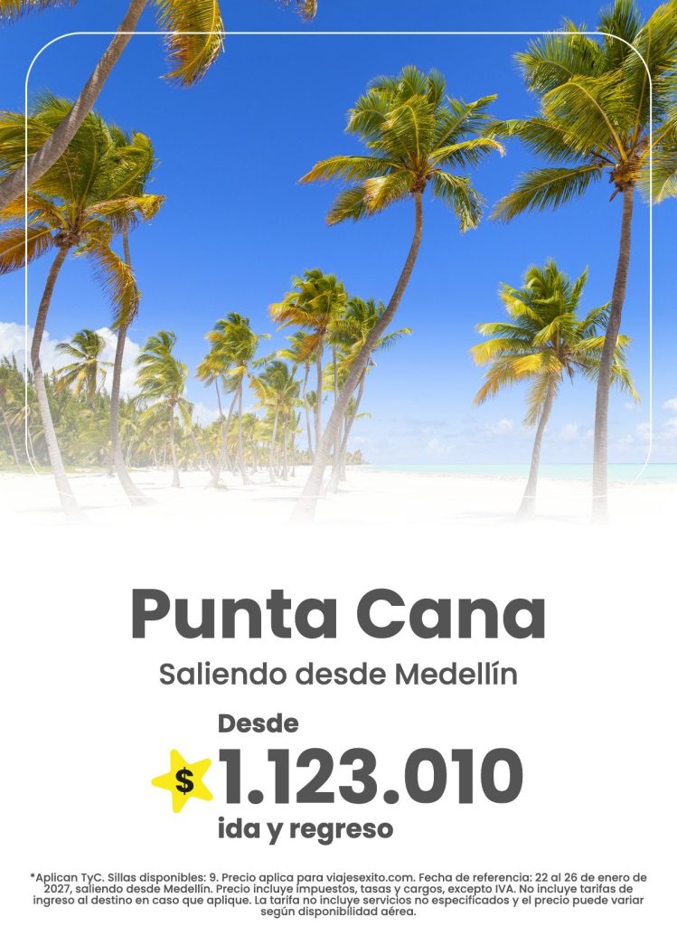 Viajes Éxito – Septiembre2026 vuelo mde puntacana 26oct