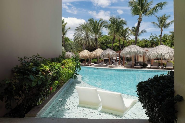TRS Turquesa Hotel en Punta Cana: piscina rodeada de palmeras