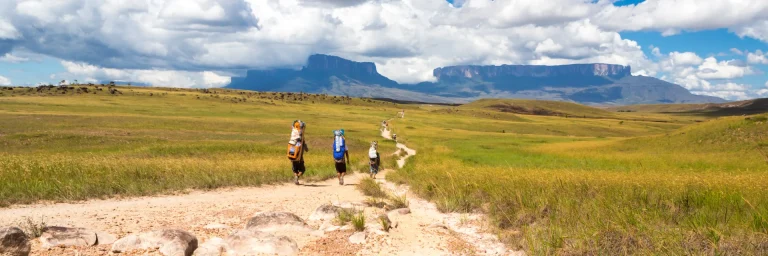 Sabana y tepuyes del Monte Roraima en la Gran Sabana, estado Bolívar, Venezuela, región de Ciudad Guayana