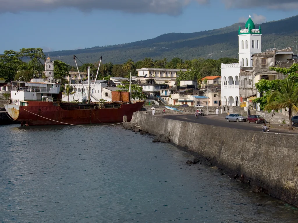 Vista de Moroni en la isla Gran Comora, Comoras