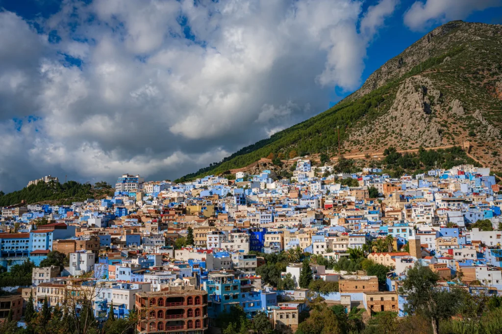 Vista panorámica de la ciudad azul de Chefchaouen, Marruecos