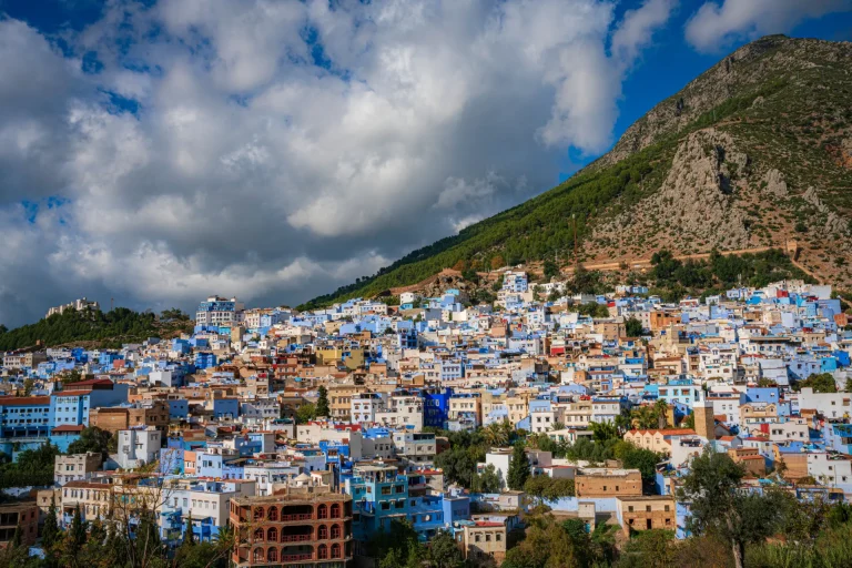 Vista panorámica de la ciudad azul de Chefchaouen, Marruecos